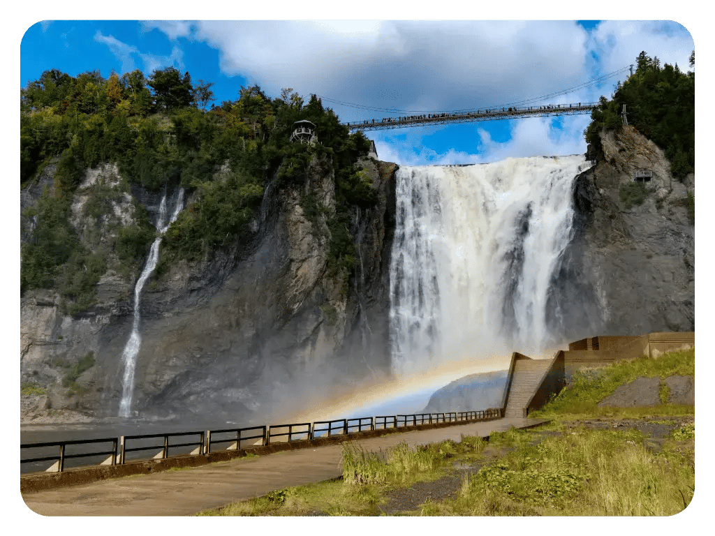 Stunning view of Montmorency Falls in Province of Quebec, Canada